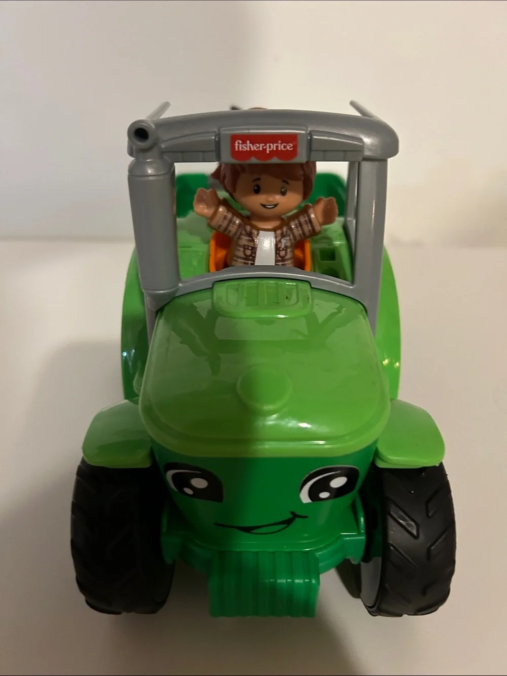 Fisher-Price Bright Green Smiling Tractor with Farmer Figure